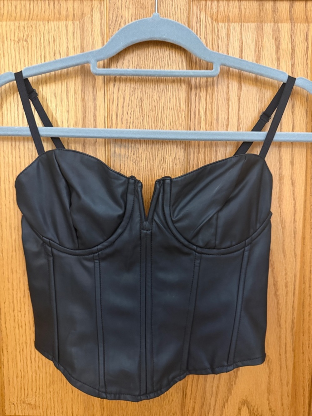 AKIRA Black Faux Leather Corset Top